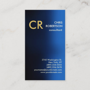 Monogram Blue Gold Business Card Visitenkarte