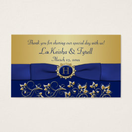 Monogram Blue Gold Floral Gefallen Dankeschön Tag