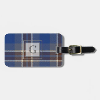 Monogram Blue Graue Tartan Geschenke für Männer, i Gepäckanhänger