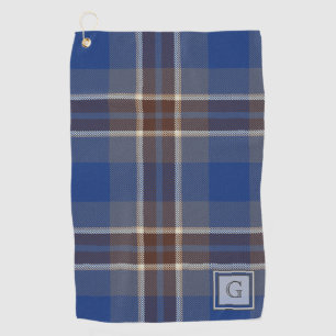 Monogram Blue Graue Tartan Geschenke für Männer, i Golfhandtuch