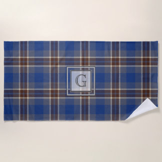 Monogram Blue Graue Tartan Geschenke für Männer, i Strandtuch