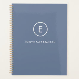 Monogram Blue Gray Minimalistisch Einfache Anfangs Planer
