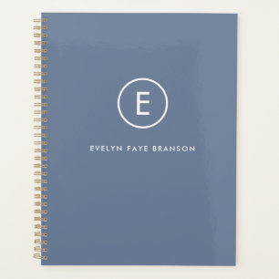 Monogram Blue Gray Minimalistisch Einfache Anfangs Planer