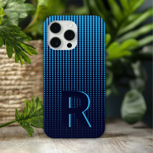 Monogram Blue Halftone Modern Initial Personalisie Case-Mate iPhone Hülle