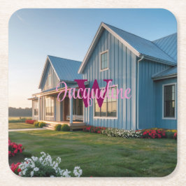 Monogram Blue House Untersetzer Set