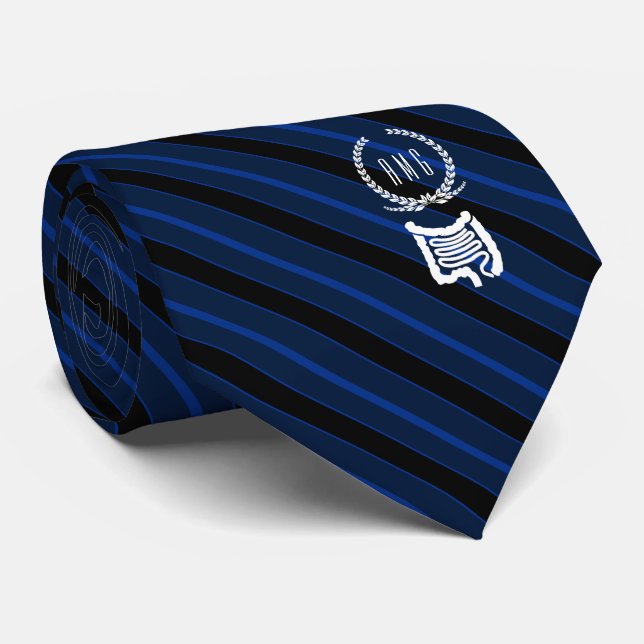 Monogram Blue Imitats Gold Gastroenterologin Krawatte (Gerollt)