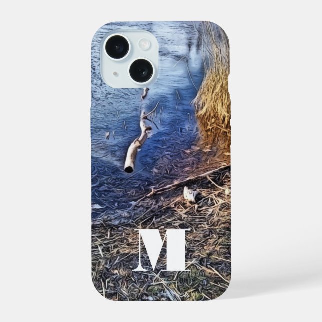 Monogram Blue Lakeshore iPhone 15 Hülle (Rückseite)