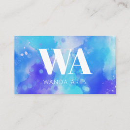 Monogram Blue Lila Watercolor Artist Visitenkarte