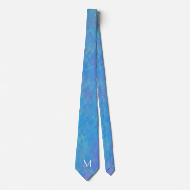 Monogram Blue Marble Art Krawatte (Vorderseite)