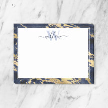 Monogram Blue Marble Gold Foil Graphic