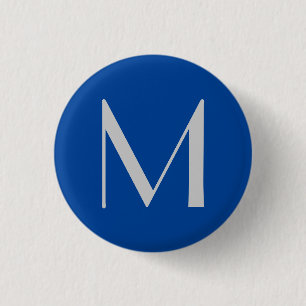 Monogram Blue Modern Fügen Sie Ihren Namen zuerst  Button