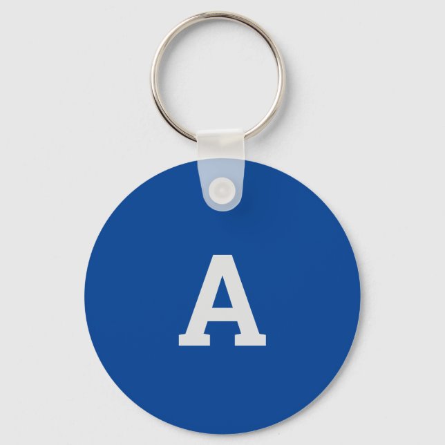 Monogram Blue Modern Fügen Sie Ihren Namen zuerst  Schlüsselanhänger (Vorderseite)
