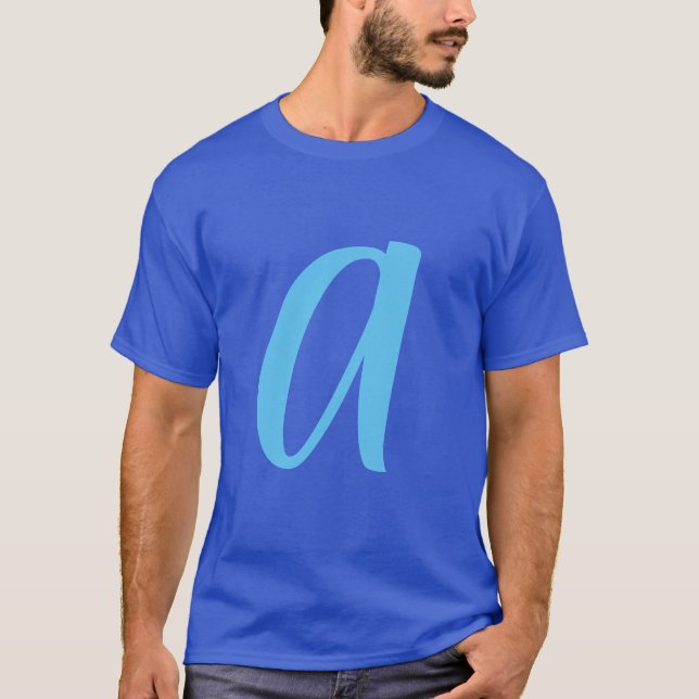 Monogram Blue Modern Fügen Sie Ihren Namen zuerst  T-Shirt (Vorderseite)