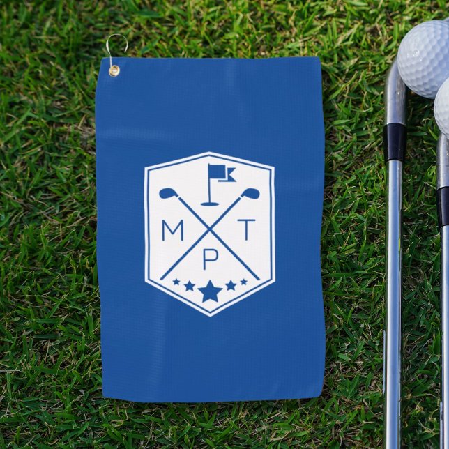 Monogram Blue Name Personalisiert Golfhandtuch (Von Creator hochgeladen)