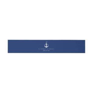 Monogram Blue Nautical Anchor Elegant Belly Bands Einladungsbanderole