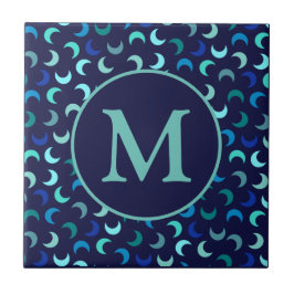 Monogram Blue New Moon Muster Fliese