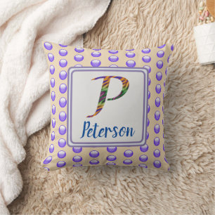 Monogram Blue Polka Dot Gefärbte Krawatte Striping Kissen