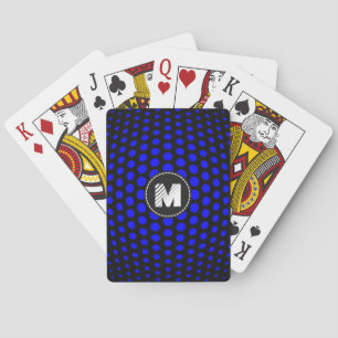 Monogram Blue Polka Dots Pattern Spielkarten