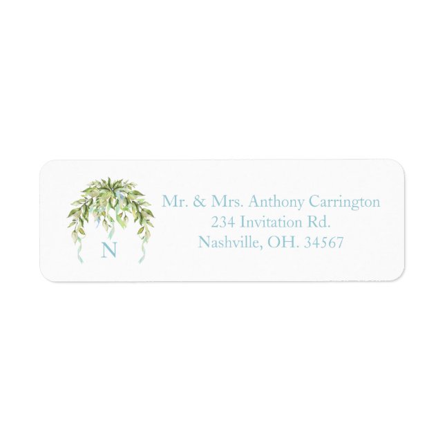 Monogram Blue Ribbons Floral Elegant Return Addons (Vorne)
