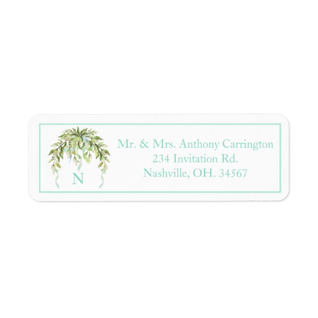 Monogram Blue Ribbons Floral Elegant Return Addons (Vorne)