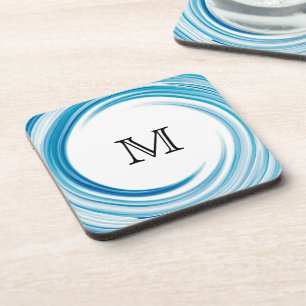 Monogram Blue Sapphire Swirl Abstrakt Art Untersetzer