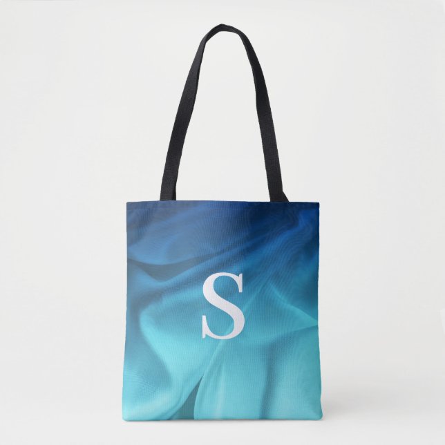 Monogram Blue Satin Tasche (Vorderseite)