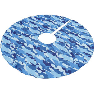 Monogram Blue Shark Muster Polyester Weihnachtsbaumdecke