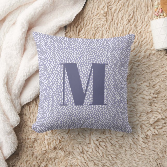 Monogram Blue Simple Painted Dots Pattern Kissen (Decke)