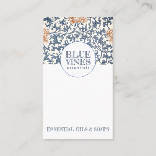Monogram Blue Vines Pink Blume Verfasser der Stell Visitenkarte