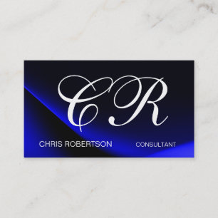 Monogram Blue White Business Card Visitenkarte