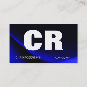 Monogram Blue White Business Card Visitenkarte