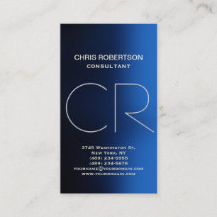 Monogram Blue White Business Card Visitenkarte