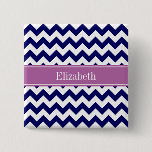 Monogram, Blue White Orchid Button