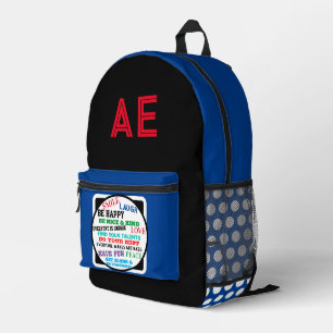 Monogram Blue White Polka Dots Motivierend Bedruckter Rucksack