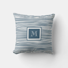 Monogram Blue White Strip Kissen