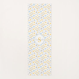 Monogram Blue Yellow Grey Scandinavian Pattern Yogamatte