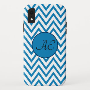 Monogram Blue Zickzack Modern Case-Mate iPhone Hülle