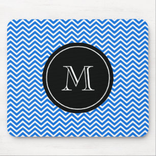 Monogram Blue Zickzack Pattern Mousepad