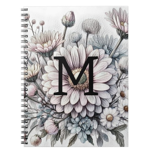 Monogram, blühend zeichnend Rosa-Gerbera-Molsen Notizblock (Vorderseite)