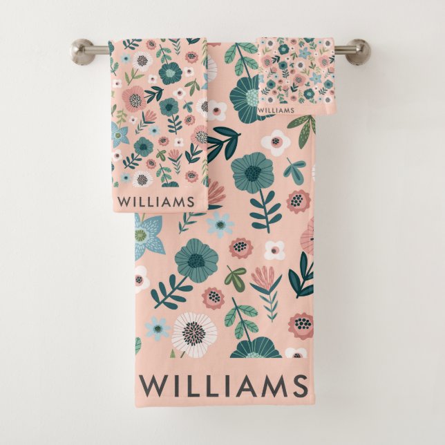 Monogram Blume Elegant Stilvolles Badetuch Set (Insitu)