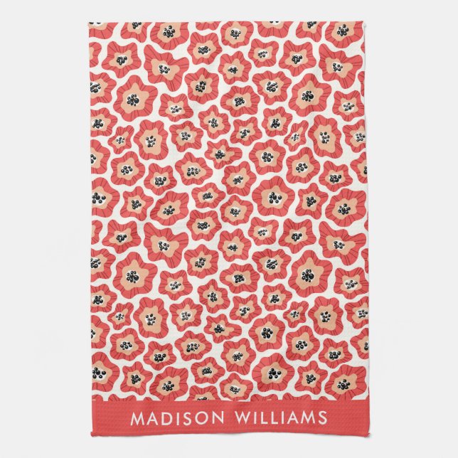 Monogram Blume Elegant Stilvolles Küchentuch (Vertikal)