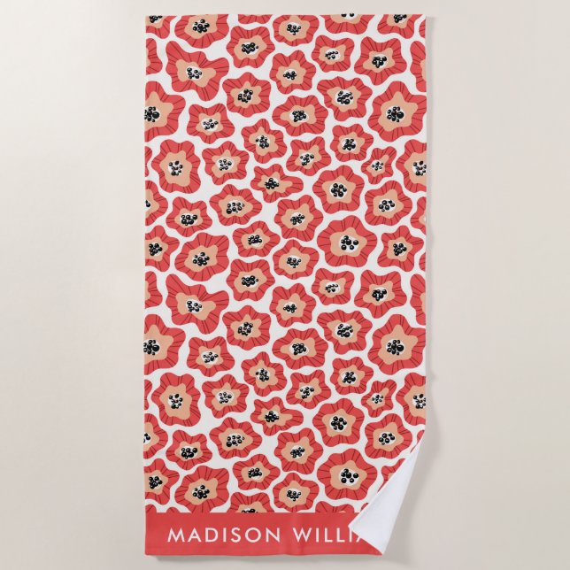 Monogram Blume Elegant Stylisches Strandtuch (Vorderseite)