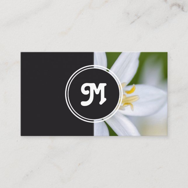 Monogram Blume Florist Hochzeitsplaner grau Visitenkarte (Vorderseite)