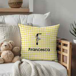 Monogram-Blume-Gingham-Muster Kissen
