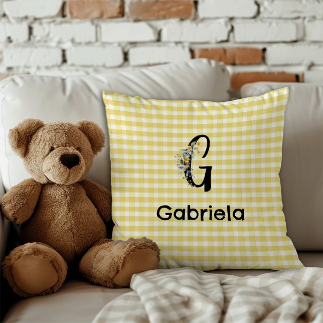 Monogram-Blume-Gingham-Muster Kissen (Von Creator hochgeladen)