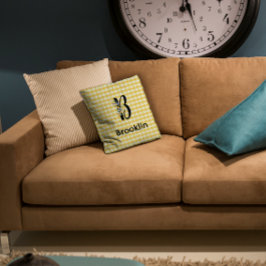 Monogram-Blume-Gingham-Muster Kissen