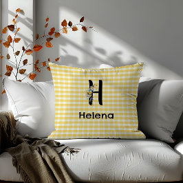 Monogram-Blume-Gingham-Muster Kissen