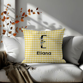 Monogram-Blume-Gingham-Muster Kissen