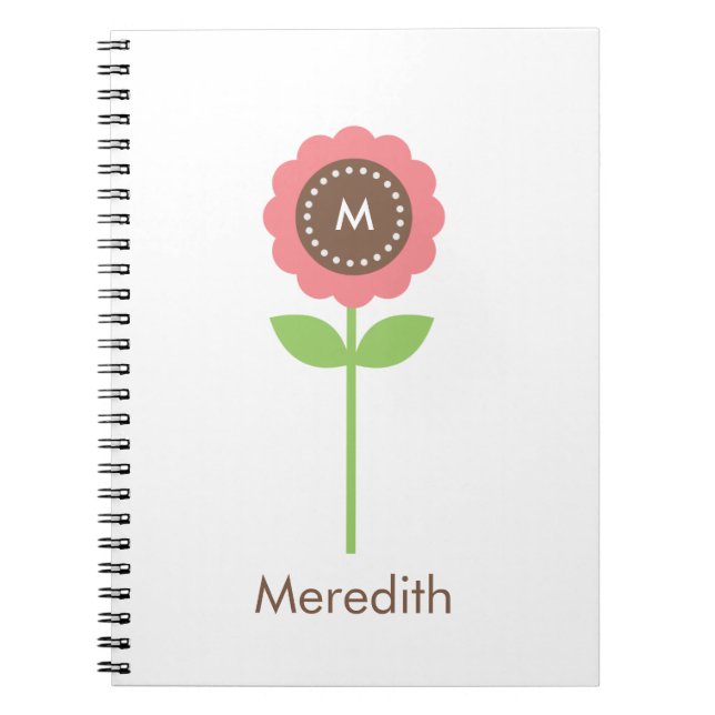 Monogram-Blume-Personalisiert-Notebook Notizblock (Vorderseite)
