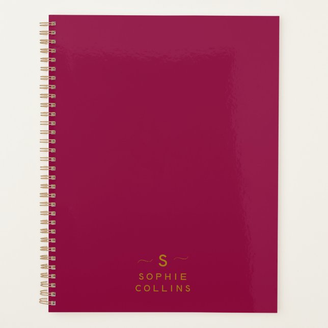 Monogram Blush Cherry Gold Name Planer (Vorderseite)